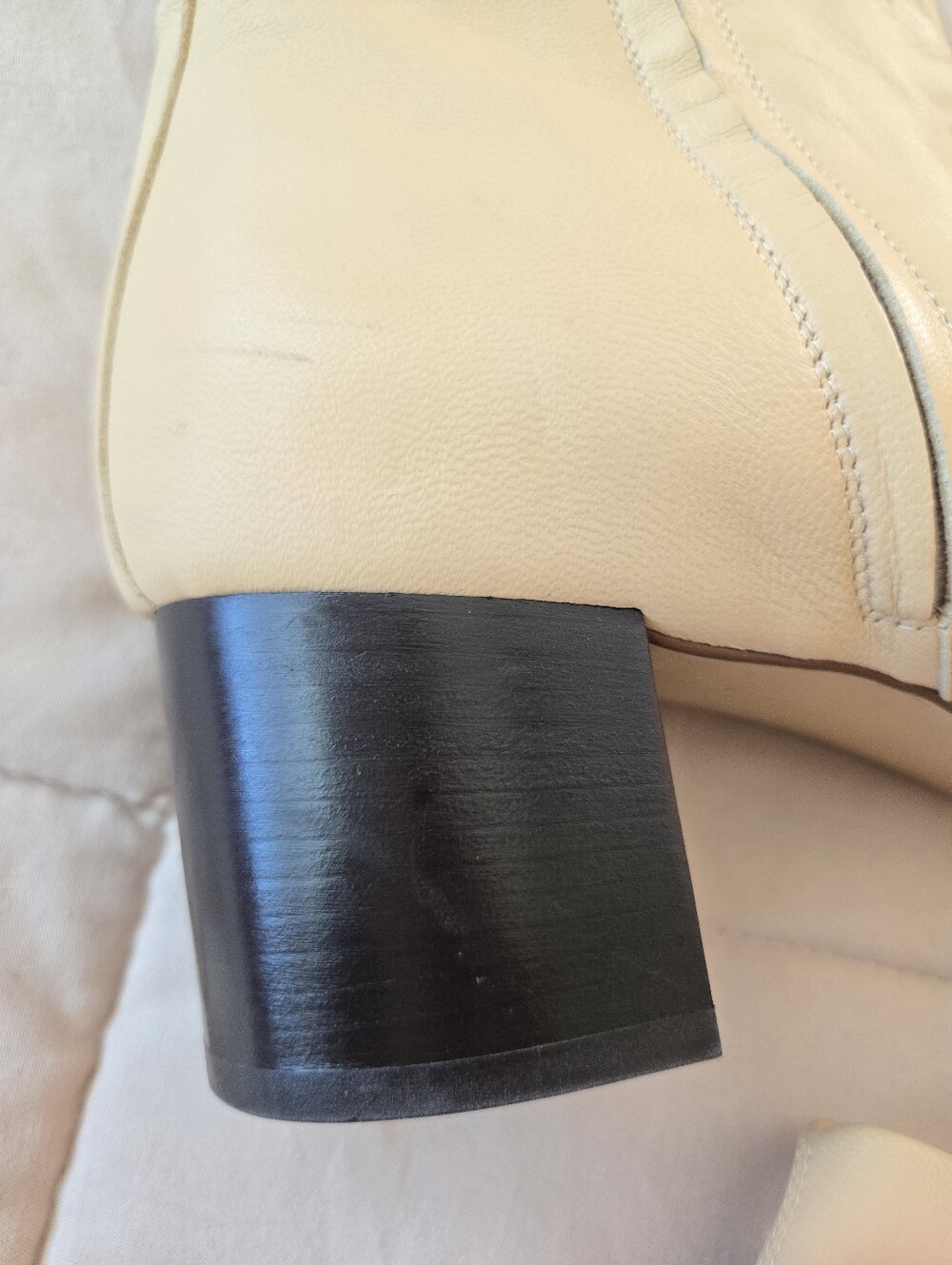Everlane Day Boot, Cream Leather Ankle Boots, Block Heel, Side Zipper US 10.5 - Picture 10 of 11